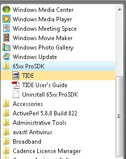 The TIDE Software is located in your start menu