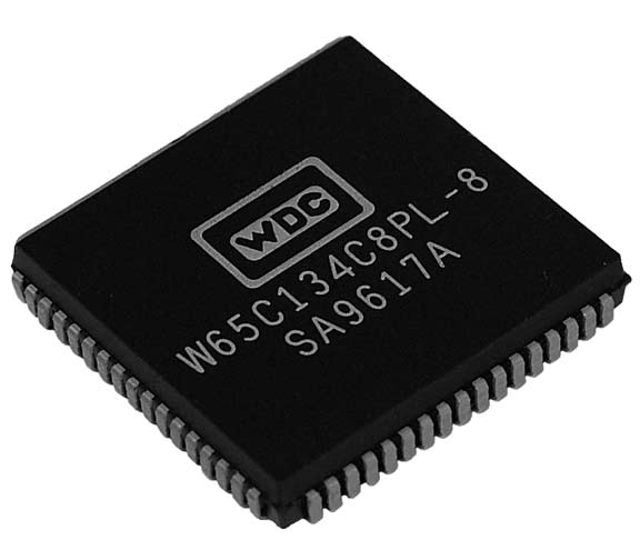 This is a Picture of the W65C134S8PL-8 8-bit Microcontroller Plastic Leaded Chip Carrier, 
											68 pin package. The W65C134S is a feature rich 8-bit microcontroller based on the W65C02 with 
											an advanced Serial Interface Bus token passing and many other features.