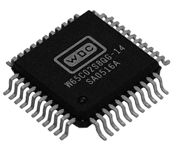 This is a Picture of the W65C02S8QG-14 8-bit Microprocessor in a Quad Flat Pack, 44 pin 
										package. The W65C02S is a low power 8-bit microprocessor utilized in a vast array of products 
										for the Automotive, Consumer, Industrial, and Medical.