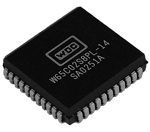 This is a Picture of the W65C02S6PL-14 8-bit Microprocessor in a Plastic Leaded Chip 
											Carrier, 44 pin package. The W65C02S is a low power 8-bit microprocessor utilized in a vast 
											array of products for the Automotive, Consumer, Industrial, and Medical.
